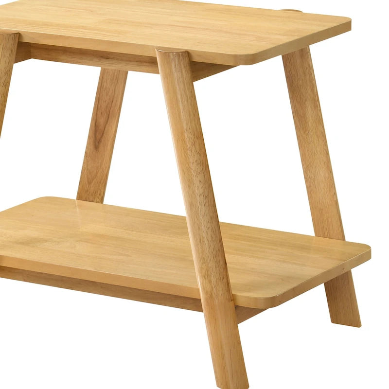 Nowoczesny stolik końcowy z drewnianą półką w stylu Mid-Century