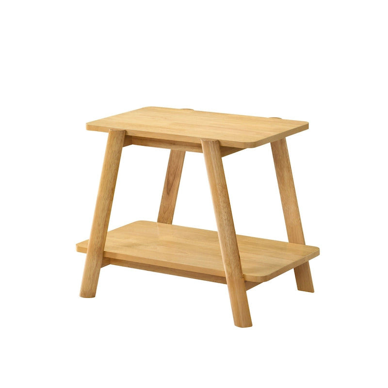 Nowoczesny stolik końcowy z drewnianą półką w stylu Mid-Century