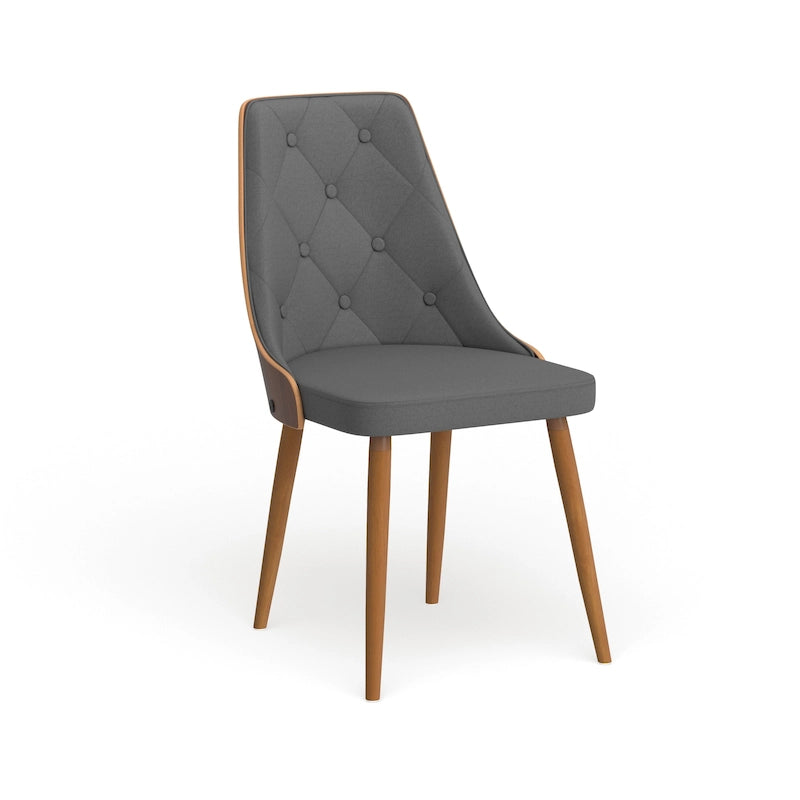 Krzesło do jadalni z drewna orzechowego w stylu Mid-Century Modern, pikowane w karo, 3 kolory