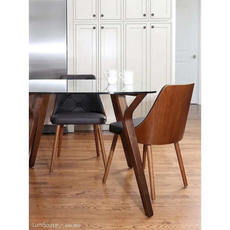 Krzesło do jadalni z drewna orzechowego w stylu Mid-Century Modern, pikowane w karo, 3 kolory