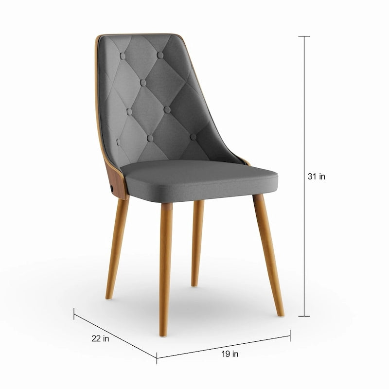 Krzesło do jadalni z drewna orzechowego w stylu Mid-Century Modern, pikowane w karo, 3 kolory