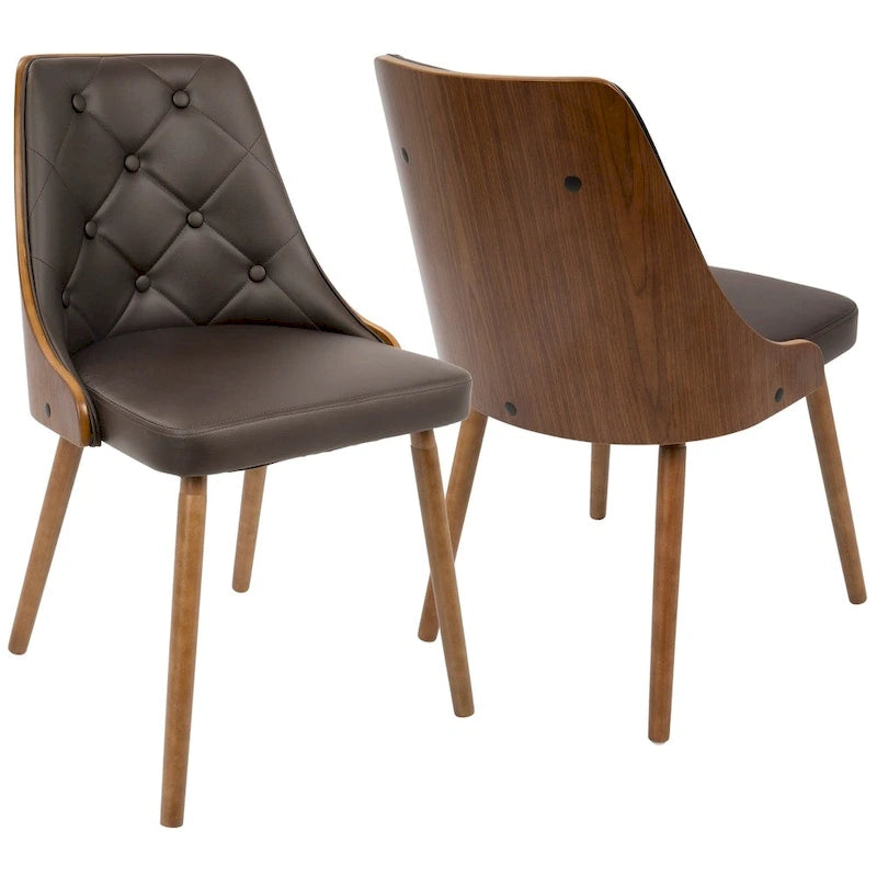 Krzesło do jadalni z drewna orzechowego w stylu Mid-Century Modern, pikowane w karo, 3 kolory