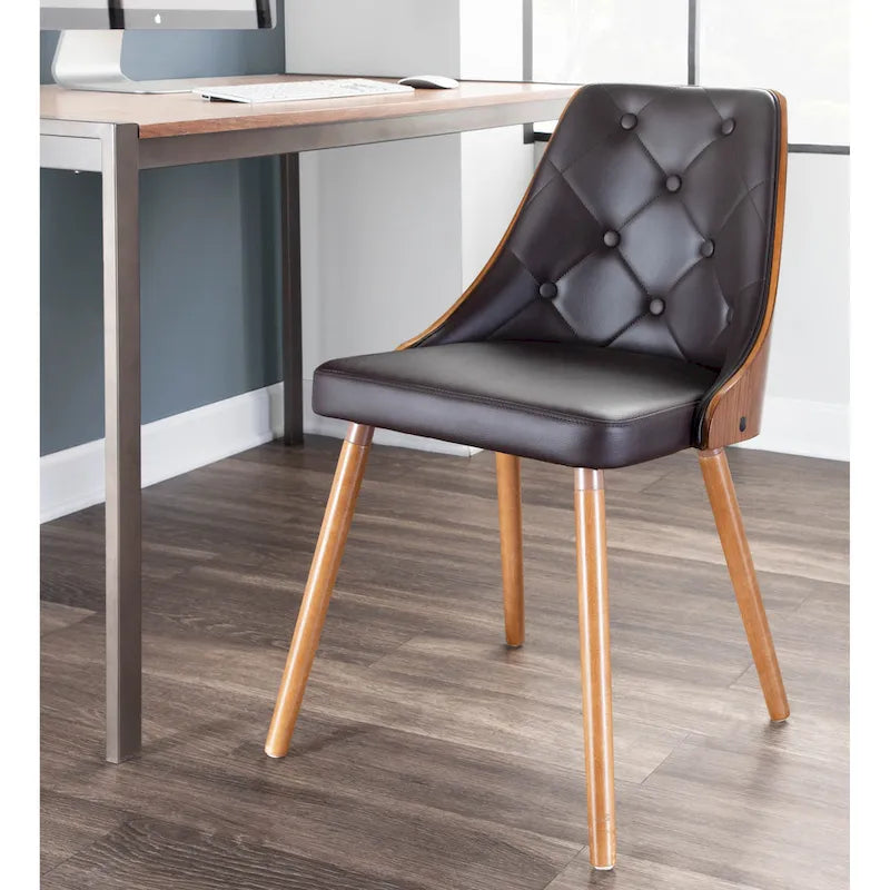 Krzesło do jadalni z drewna orzechowego w stylu Mid-Century Modern, pikowane w karo, 3 kolory