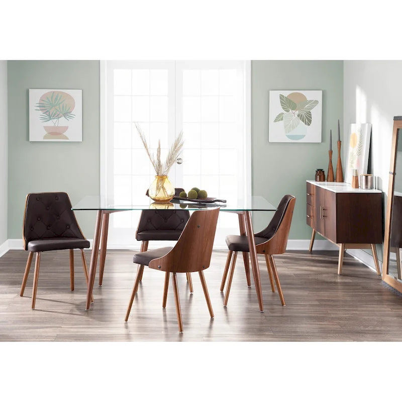 Krzesło do jadalni z drewna orzechowego w stylu Mid-Century Modern, pikowane w karo, 3 kolory