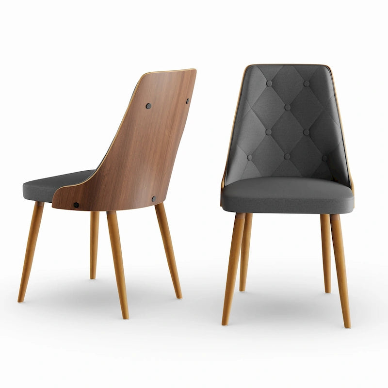 Krzesło do jadalni z drewna orzechowego w stylu Mid-Century Modern, pikowane w karo, 3 kolory