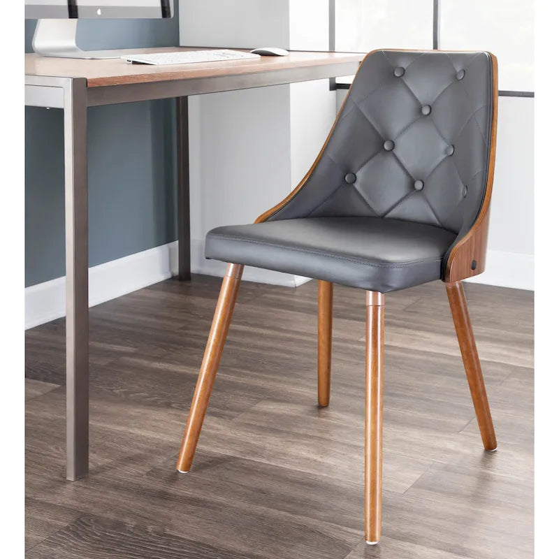Krzesło do jadalni z drewna orzechowego w stylu Mid-Century Modern, pikowane w karo, 3 kolory