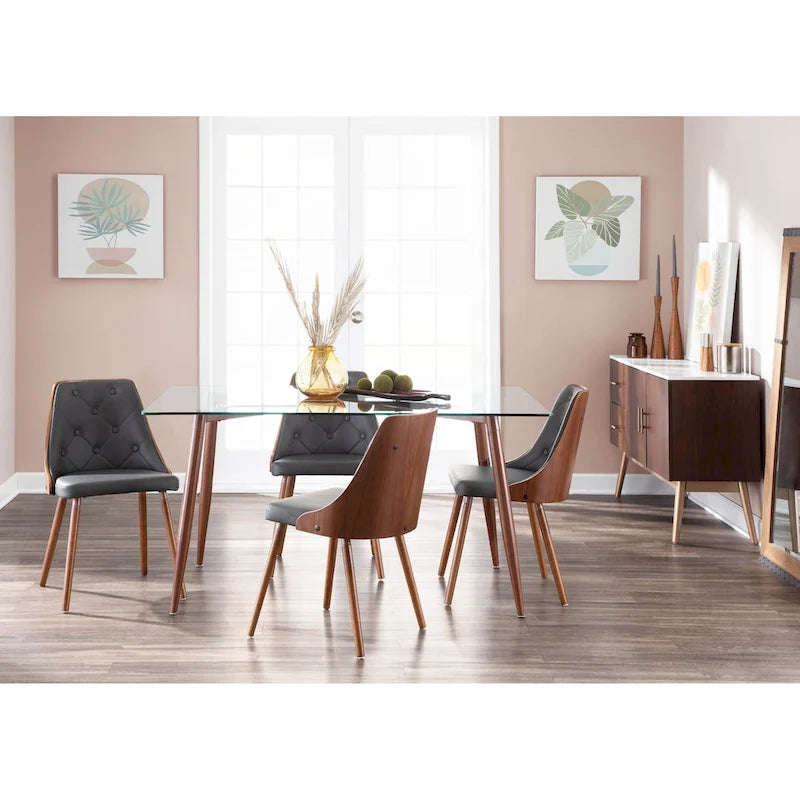 Krzesło do jadalni z drewna orzechowego w stylu Mid-Century Modern, pikowane w karo, 3 kolory