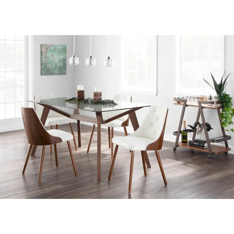 Krzesło do jadalni z drewna orzechowego w stylu Mid-Century Modern, pikowane w karo, 3 kolory