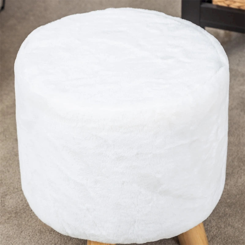 Okrągły tapicerowany podnóżek/ottoman, wypełnienie piankowe, drewniane nogi, nośność 113 kg