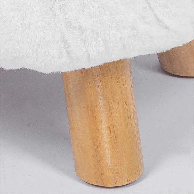 Okrągły tapicerowany podnóżek/ottoman, wypełnienie piankowe, drewniane nogi, nośność 113 kg