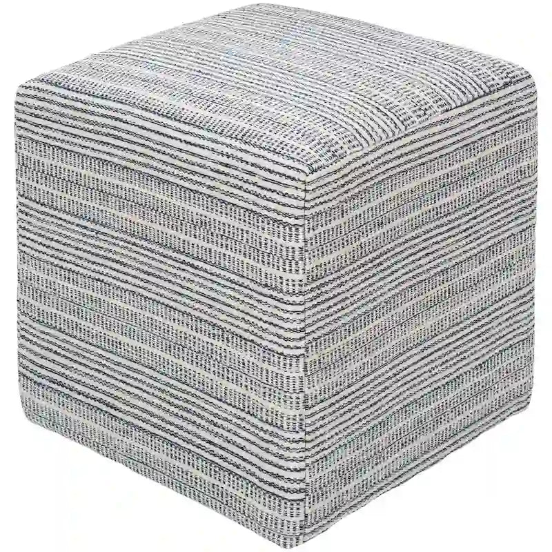 Skyla Farmhouse Stripe 16-inch Square Pouf