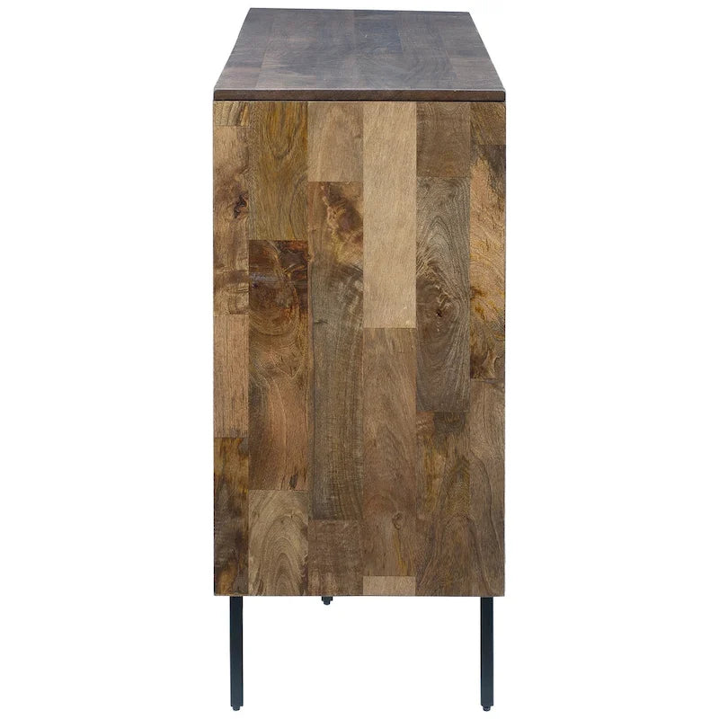 Szafka akcentowa czterodrzwiowa z półkami, wykończenie brązowe, 173 cm szer. x 41 cm gł. x 91 cm wys.