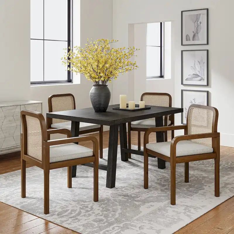 Antoine Modern Ratten Back Dining Chair with Removable Cushion by HULALA HOME