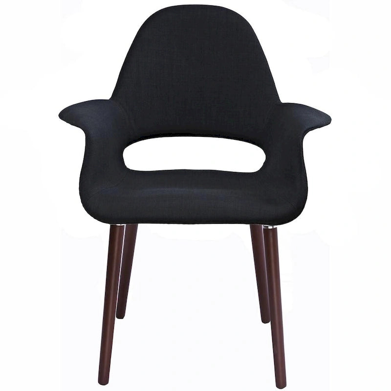Tapicerowane krzesło jadalniane Mid-Century Modern z podłokietnikami, nogi orzechowe, 8 kolorów