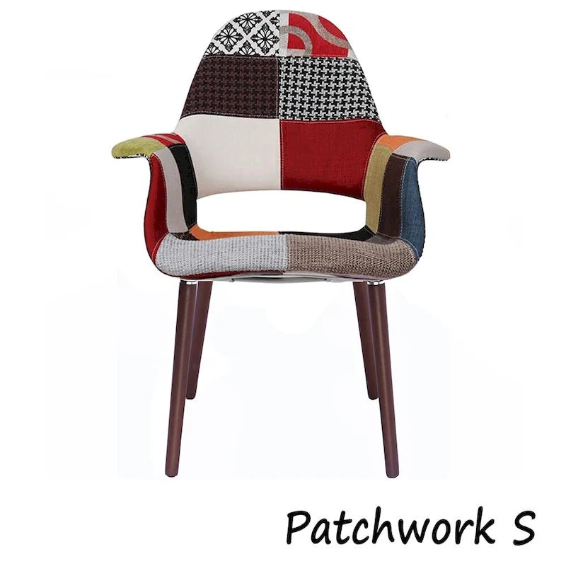 Tapicerowane krzesło jadalniane Mid-Century Modern z podłokietnikami, nogi orzechowe, 8 kolorów