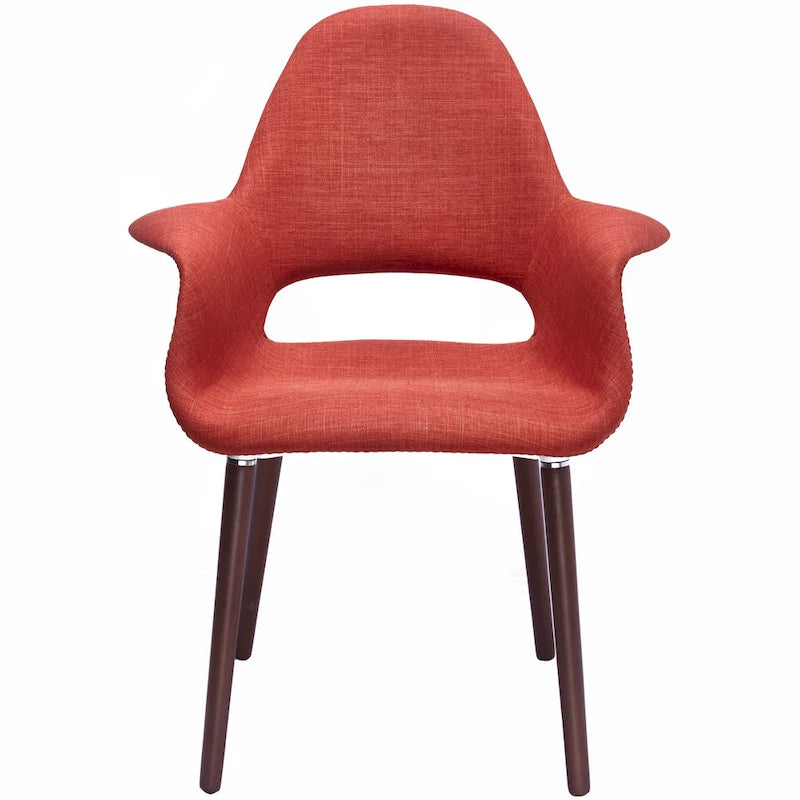 Tapicerowane krzesło jadalniane Mid-Century Modern z podłokietnikami, nogi orzechowe, 8 kolorów