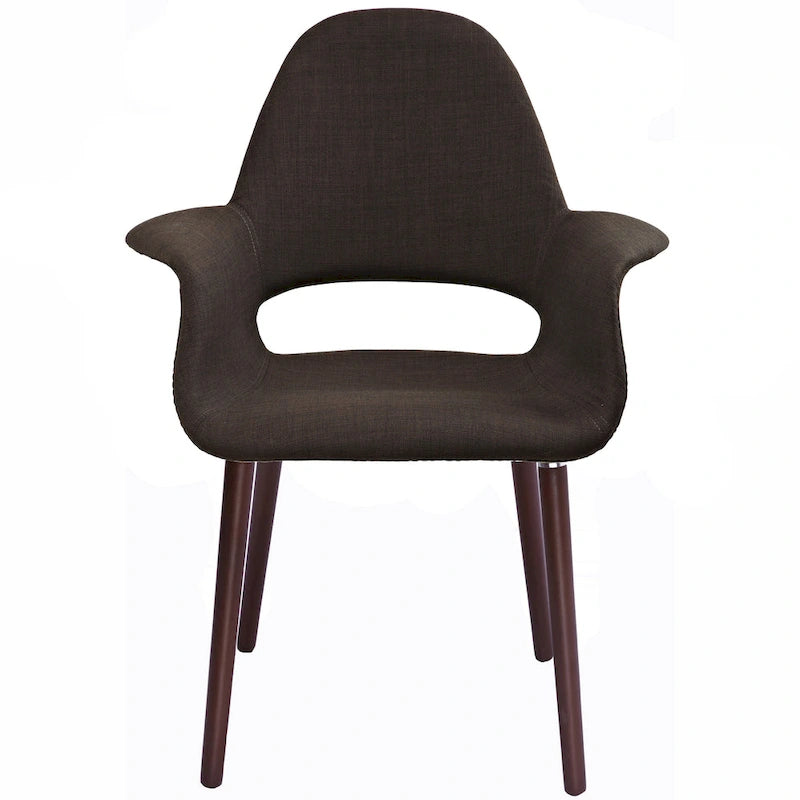 Tapicerowane krzesło jadalniane Mid-Century Modern z podłokietnikami, nogi orzechowe, 8 kolorów