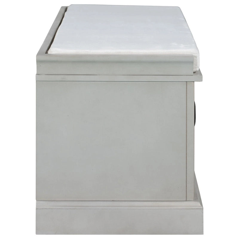 Ławka do przechowywania z 2 szufladami, 2 szafkami i wyjmowaną poduszką – 108 cm dł. x 40,5 cm szer. x 44,5 cm wys.