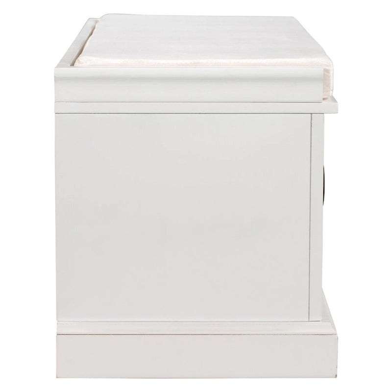 Ławka do przechowywania z 2 szufladami, 2 szafkami i wyjmowaną poduszką – 108 cm dł. x 40,5 cm szer. x 44,5 cm wys.