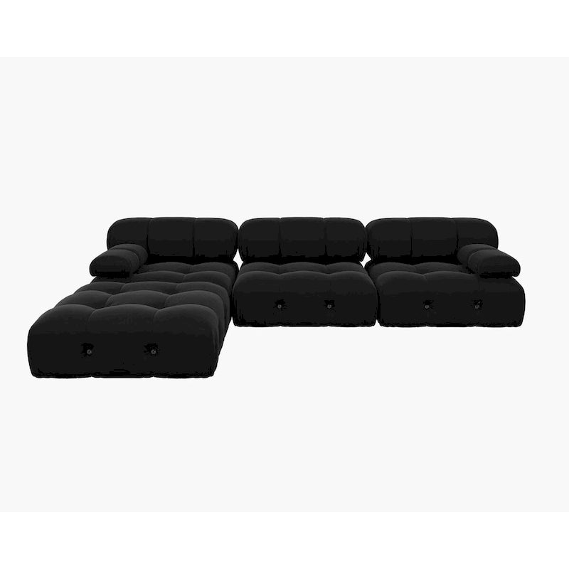 Sofa narożna w kształcie litery „L” o długości 264 cm, tapicerowana włoskim sztruksowym materiałem boucle, z odwracalną otomaną, kolor kremowo-biały