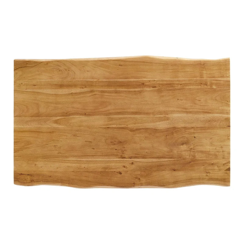 Stół jadalniany z drewna akacjowego Live Edge, blat z naturalnego drewna, czarne nogi Hairpin